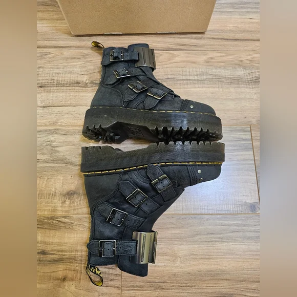 Dr. Martens Jadon Hinge Buckle Leather Platform Boots - Picture 10 of 15